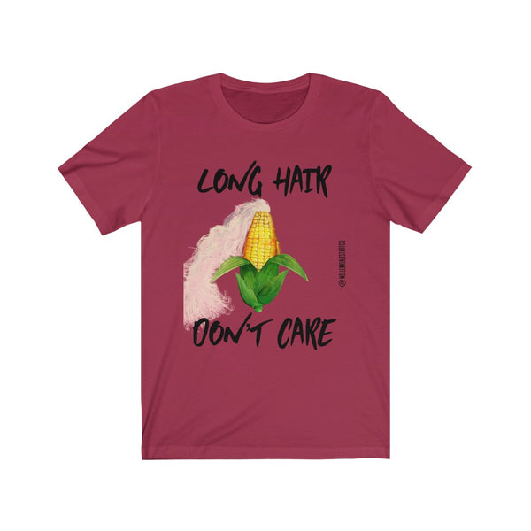 “Long Hair Don’t Care” Unisex Jersey Short Sleeve Tee