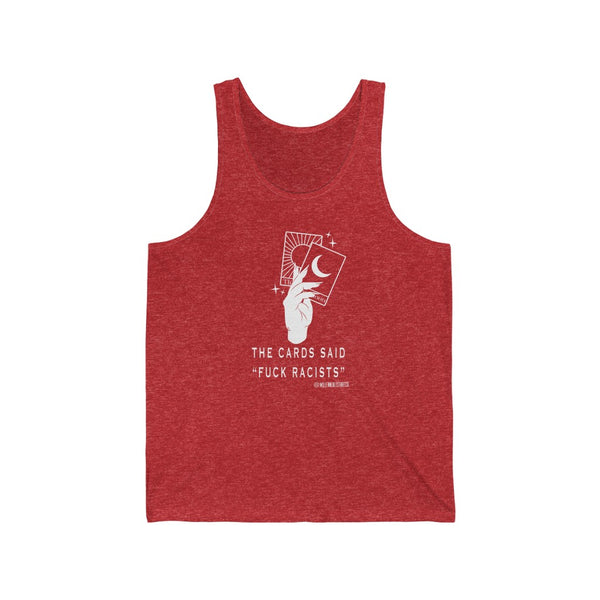 “Fuck Racists Tarot Cards” Unisex Jersey Tank