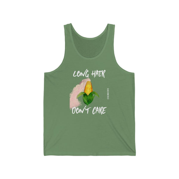 “Long Hair Don’t Care” Unisex Jersey Tank