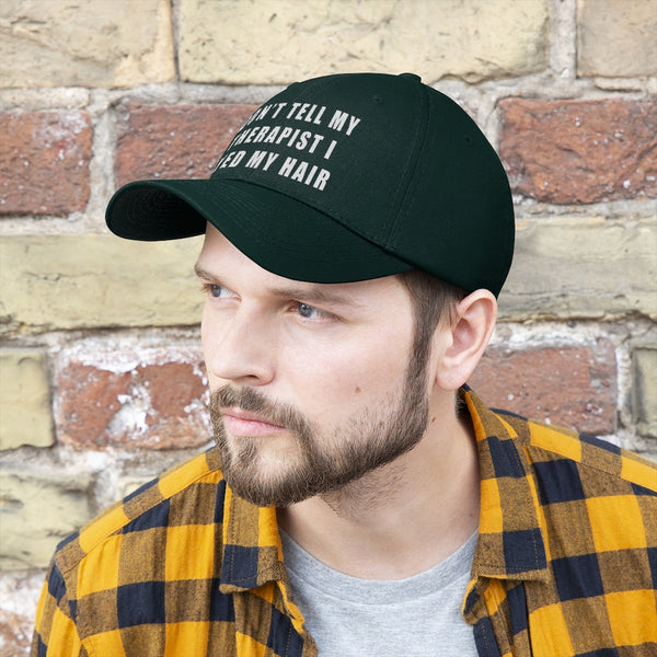 “Don’t Tell My Therapist I Dyed” Unisex Twill Hat