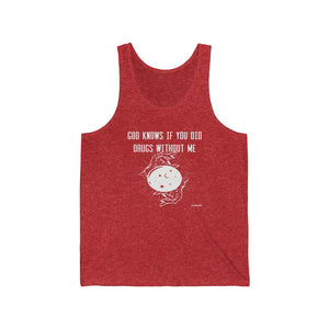 “God Knows Drugs” Unisex Jersey Tank