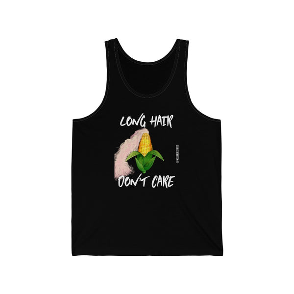 “Long Hair Don’t Care” Unisex Jersey Tank