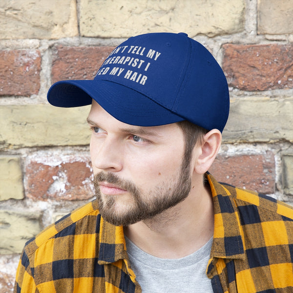 “Don’t Tell My Therapist I Dyed” Unisex Twill Hat