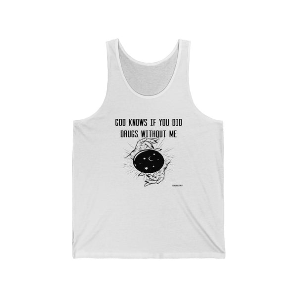 “God Knows Drugs” Unisex Jersey Tank